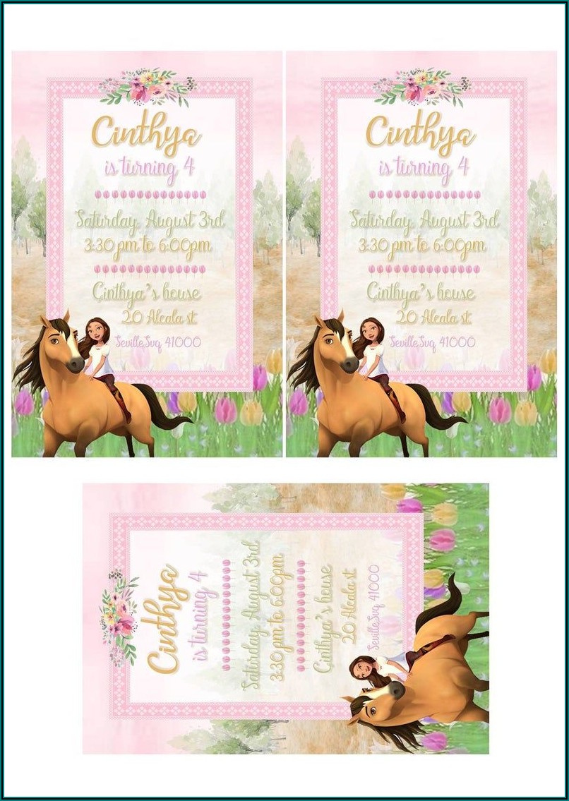 Spirit Riding Free Printable Birthday Invitations