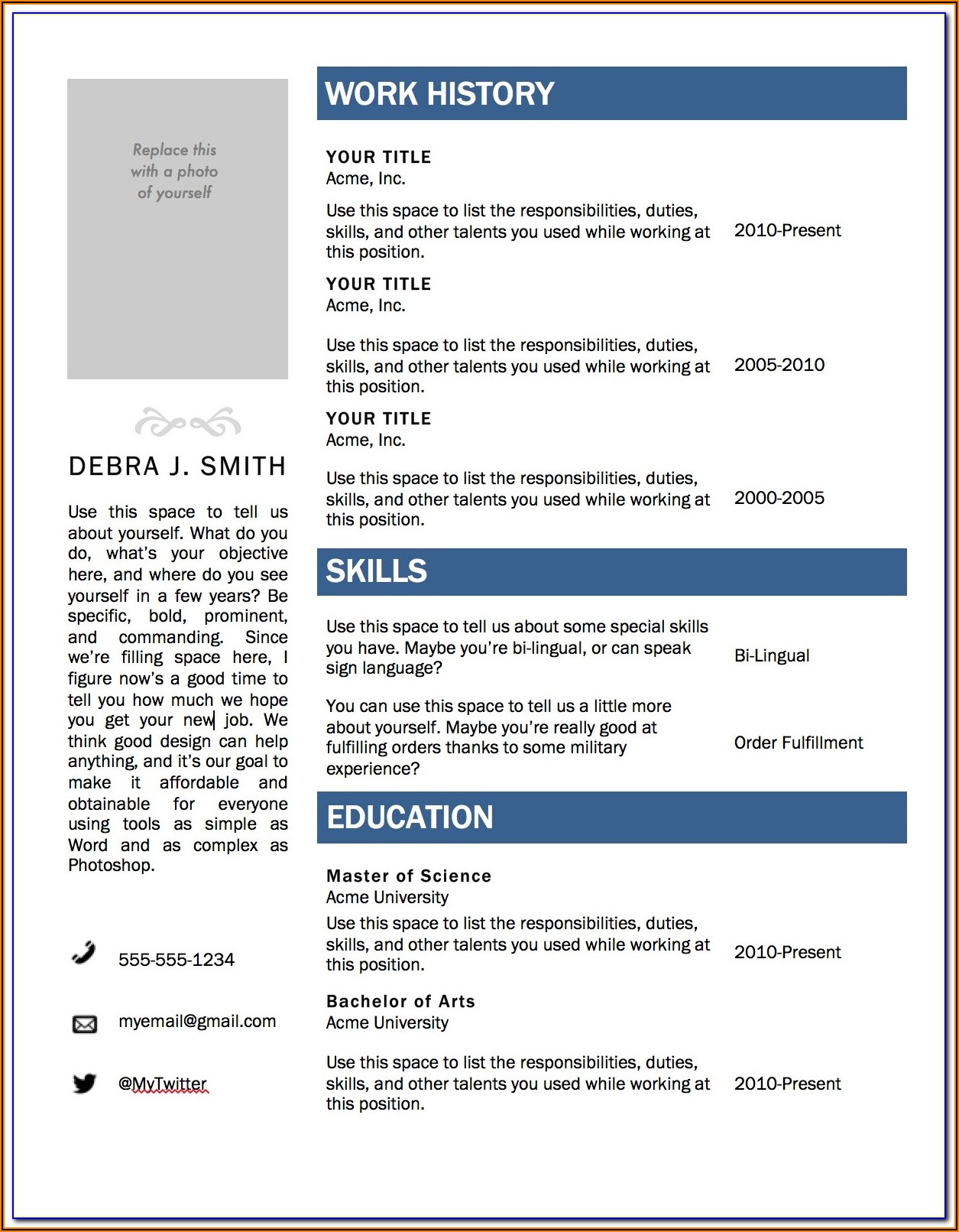 Cv Format In Ms Word 2010 Free Download Resume Resume Template 