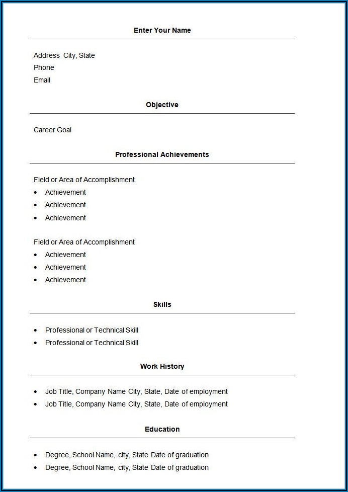 simple resume blank format pdf