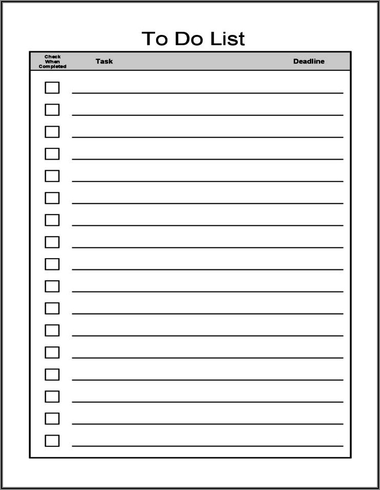 Daily Task List Template For Work Word Templates Resume Template 