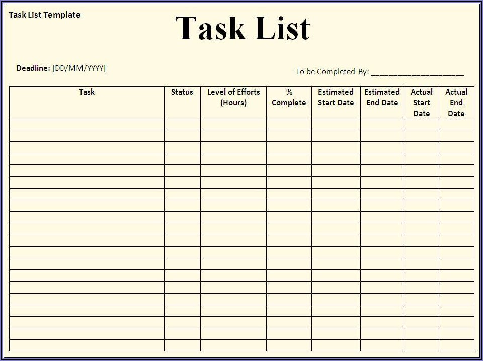  Daily Task List Template For Word Free Download Templates Resume 