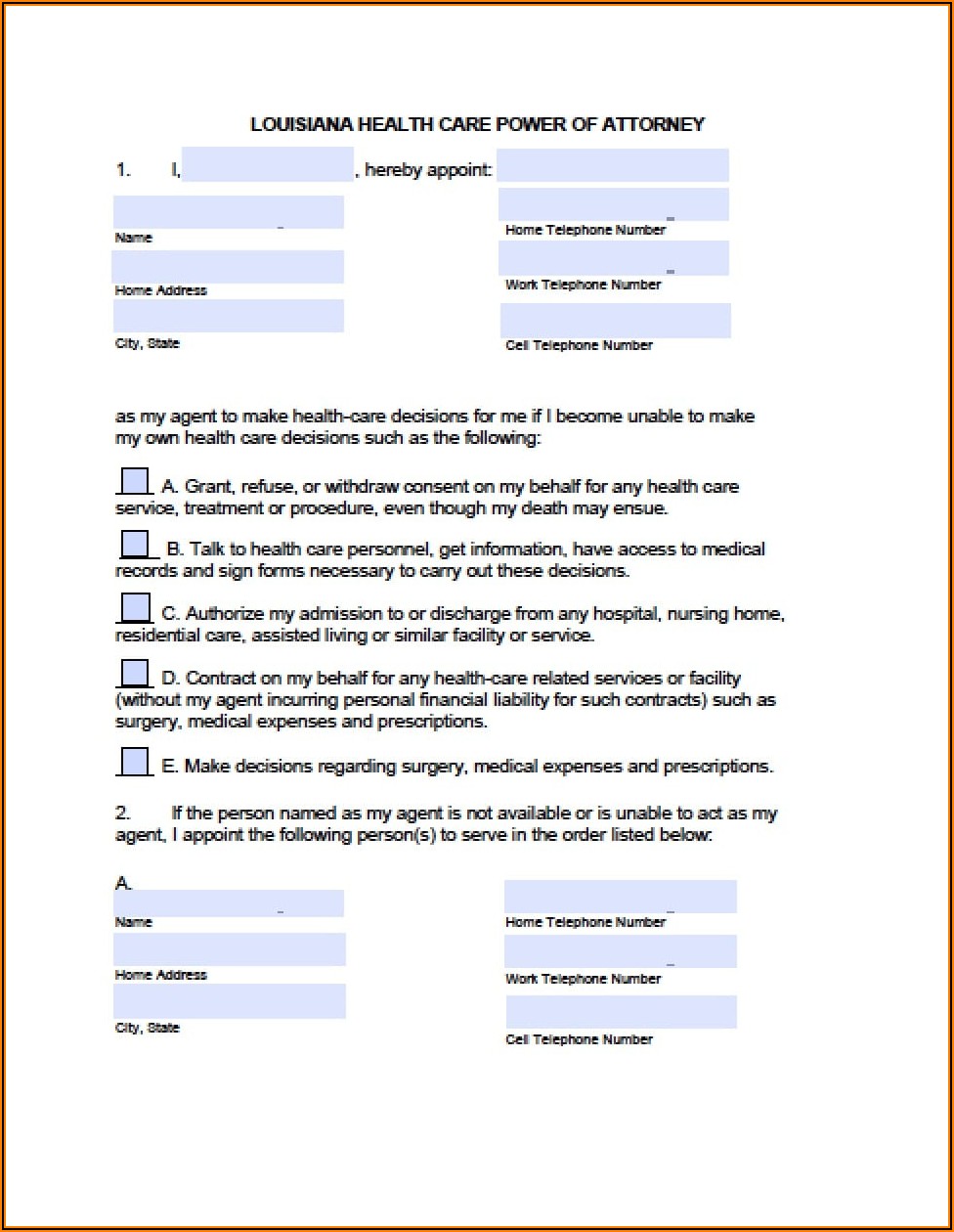 Free Blank Printable Medical Power Of Attorney Forms Florida 