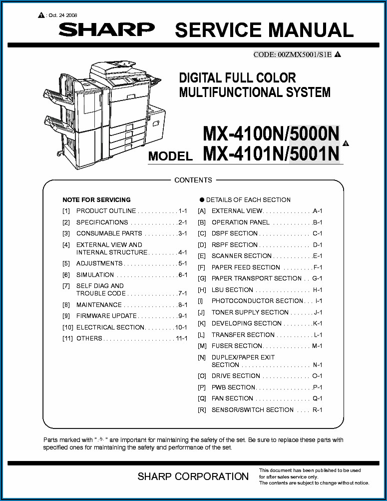 Sharp Mx 3140n Service Manual