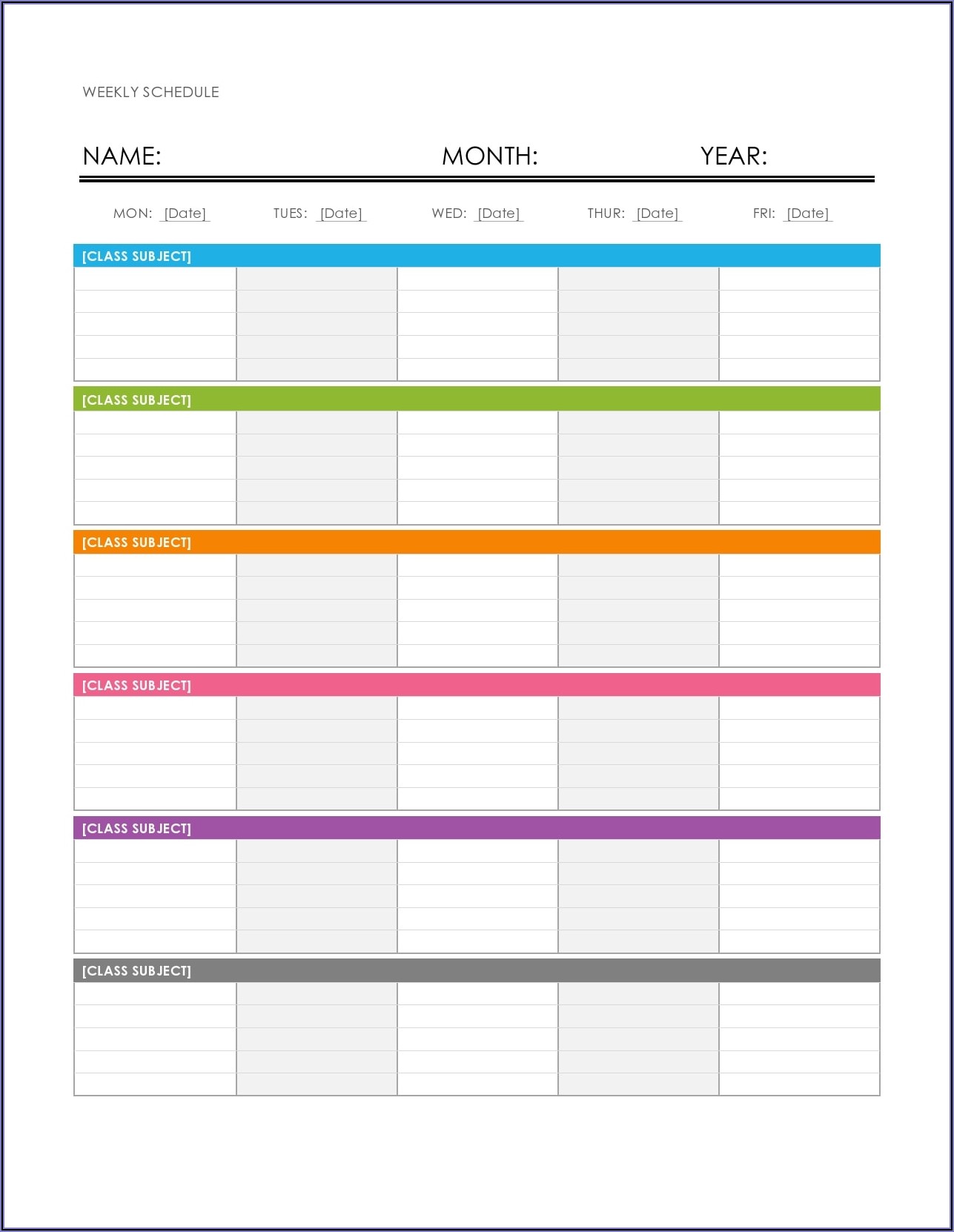 6 Week Rotating Schedule Template Templates Resume Template 