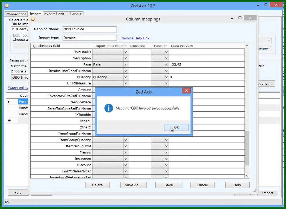 Zed Axis Invoice Import