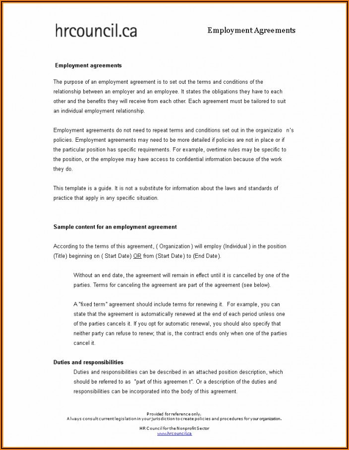 Casual Employment Contract Template South Africa