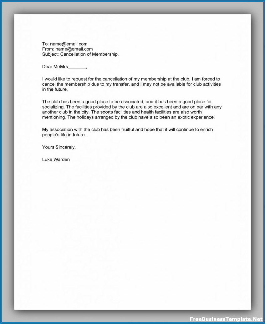 Planet Fitness Cancellation Letter Template Aletters one