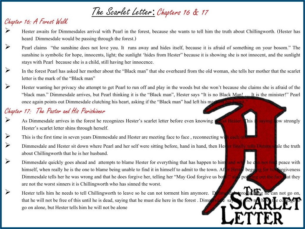 Chapter 13 Of The Scarlet Letter High School Worksheet