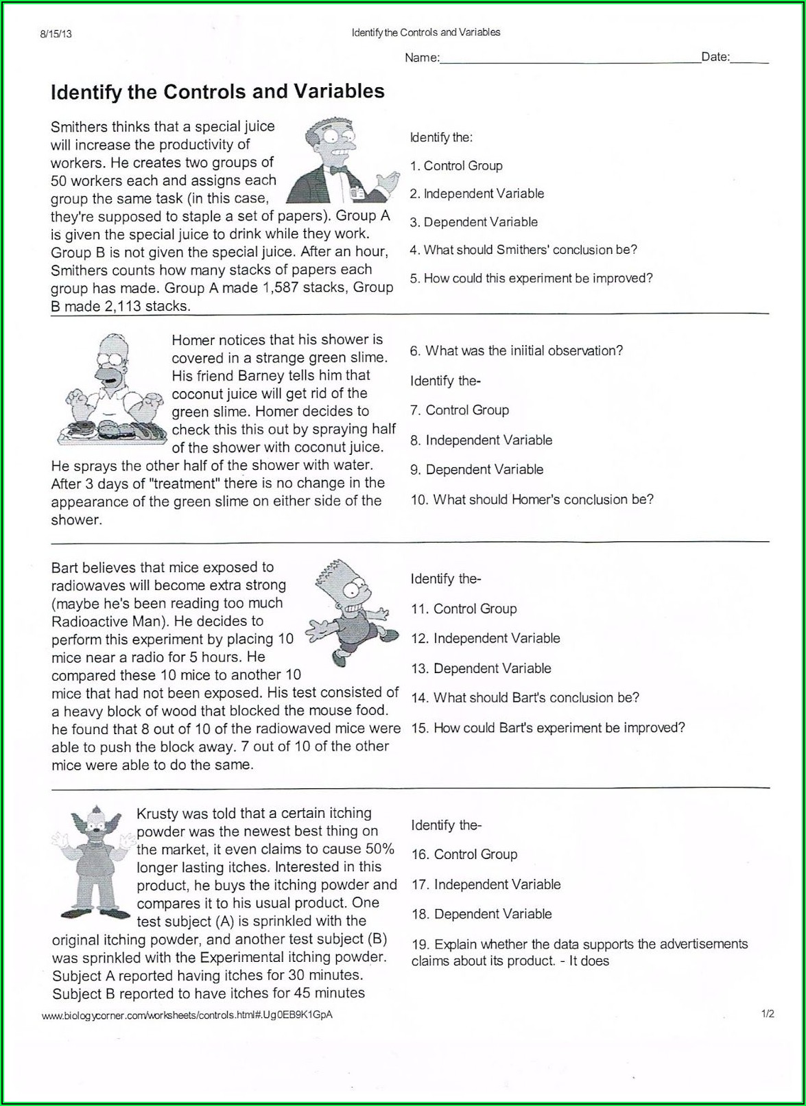 Mythbusters Scientific Method Worksheet