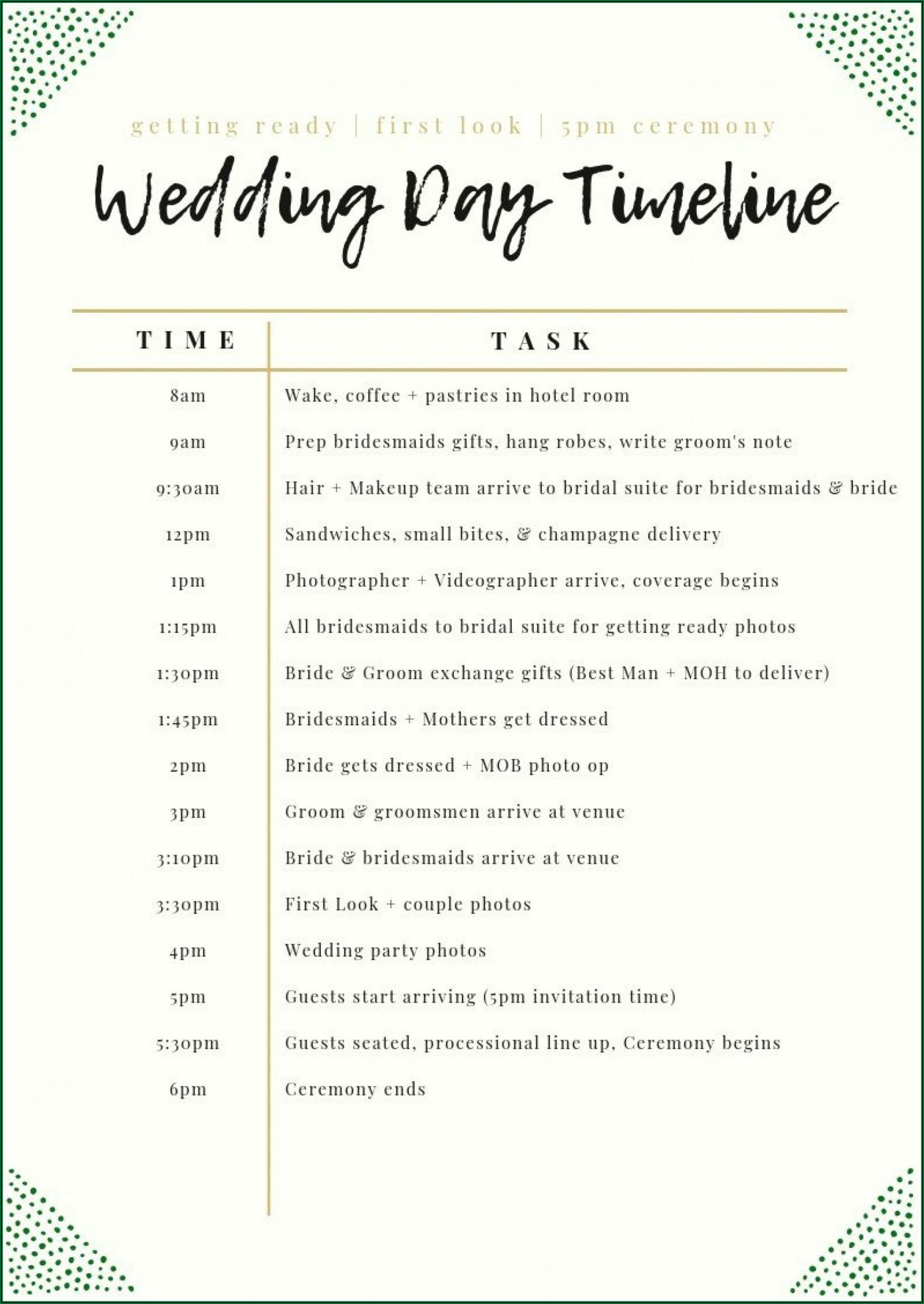 Wedding Day Timeline 3pm Ceremony Template Timeline Resume Template 