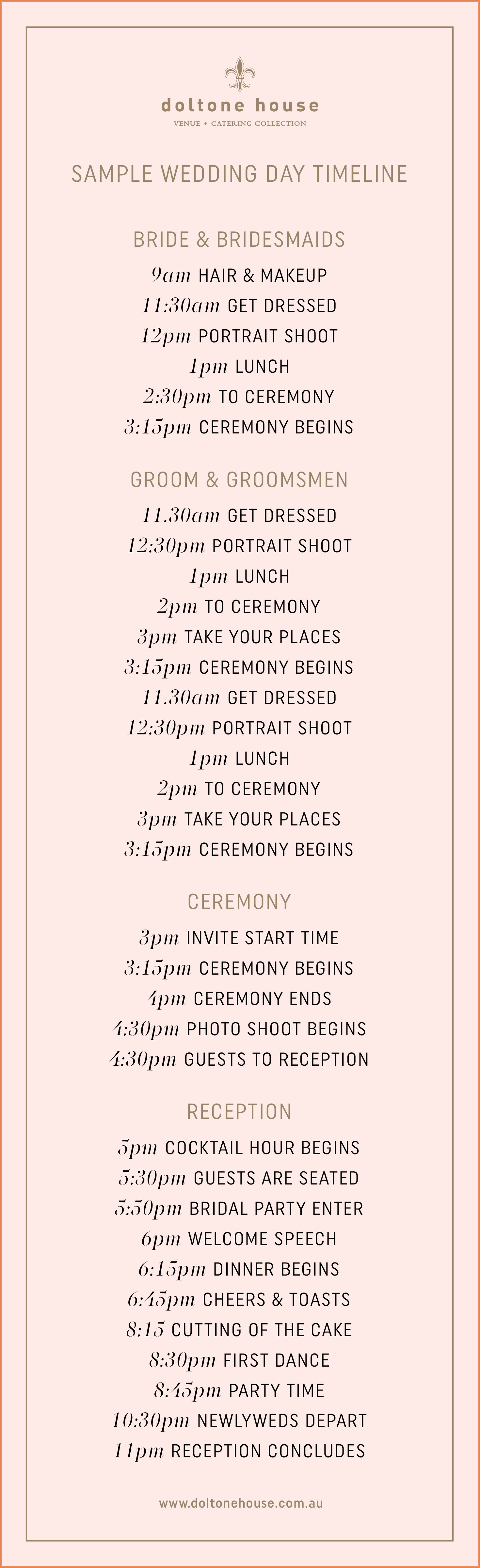 Wedding Day Timeline 3pm Ceremony No First Look Timeline Resume 