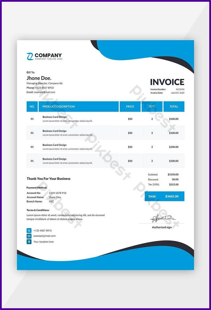 Word Template Invoice Free Download