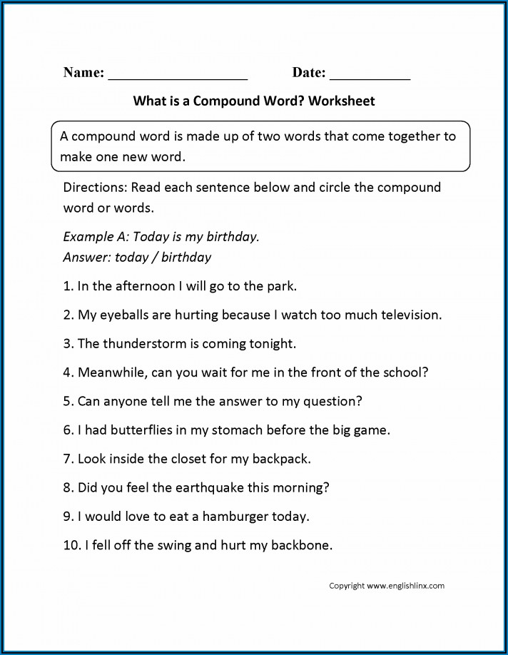 Compound Words Picture Worksheets For Kindergarten Worksheet Resume 