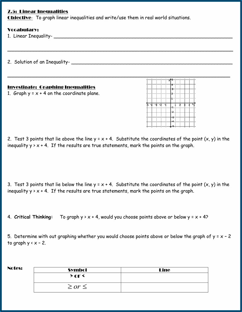 Solving Inequalities And Graphing Solutions Worksheet Worksheet Resume Template Collections