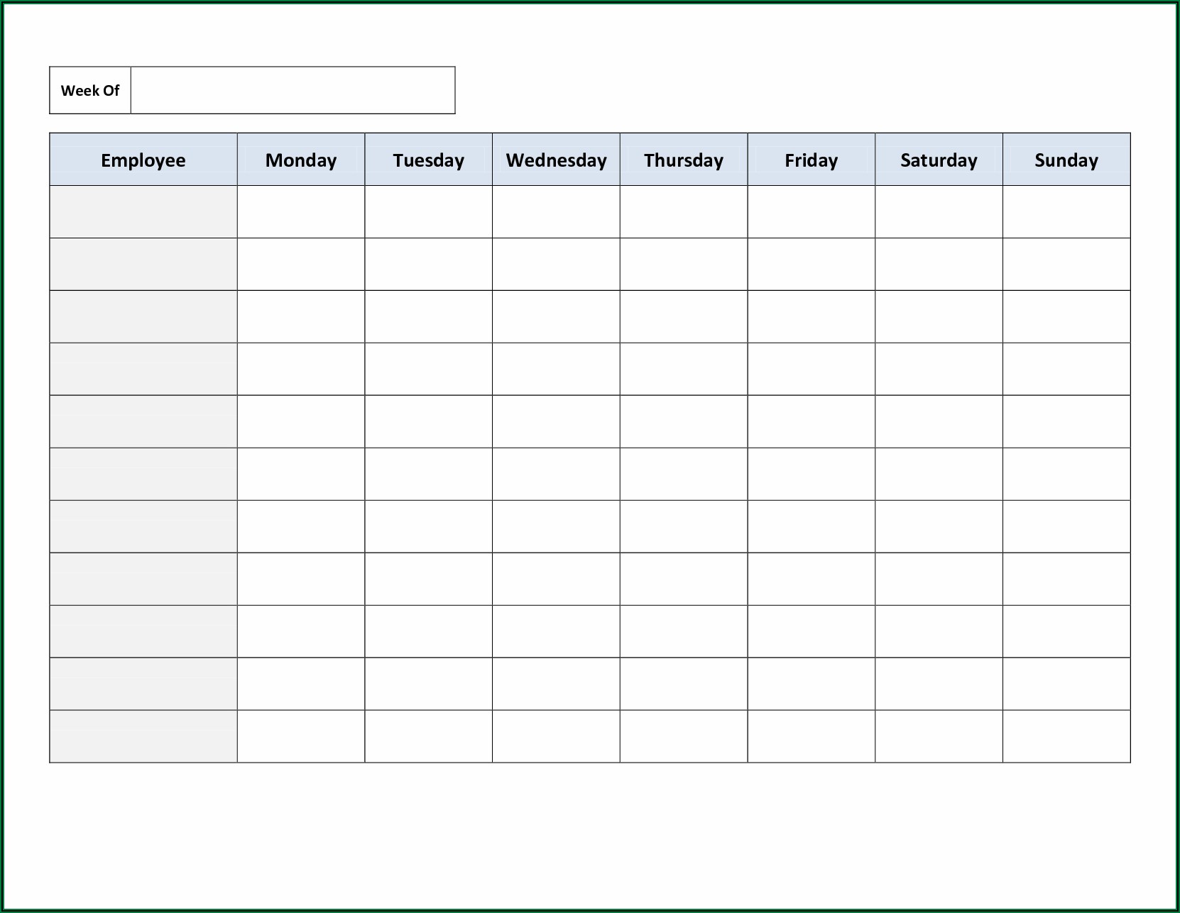 Weekly Employee Schedule Template Excel Templates Resume Template 