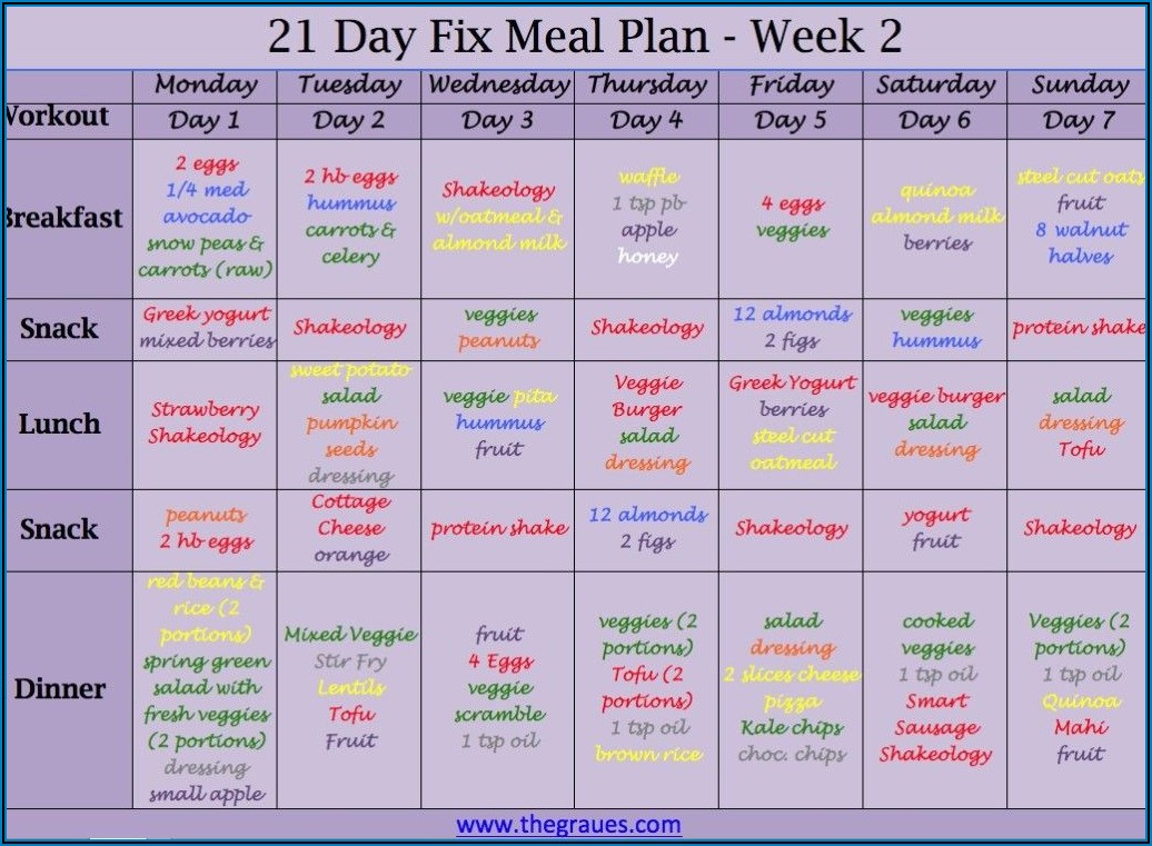 printable meal planner for 21 day fix