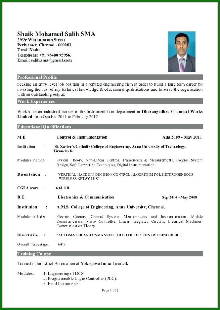 Sample Resume Format Pdf Download Resume Resume Template 