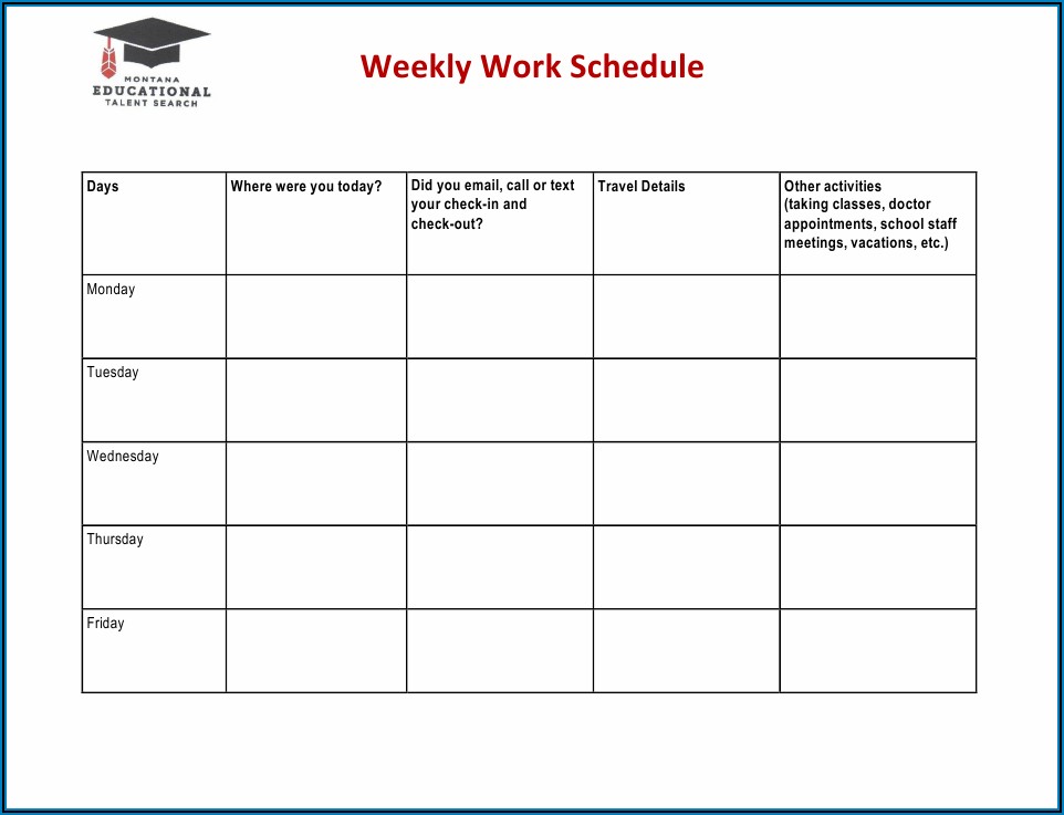 Work Schedule Weekly Template Templates Resume Template Collections 