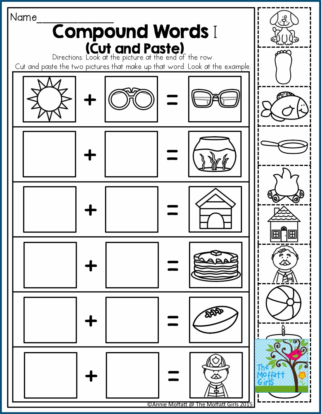 Compound Words Picture Worksheets For Kindergarten Worksheet Resume 