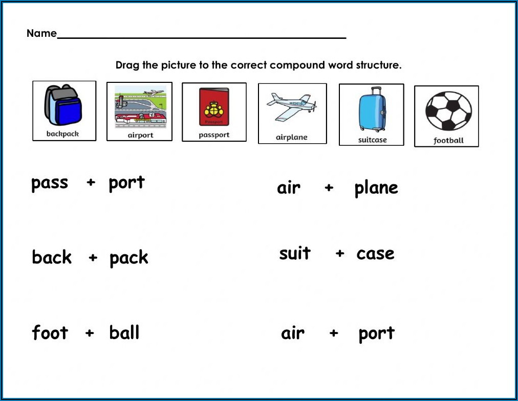 Compound Words Picture Worksheets For Kindergarten Worksheet Resume Template Collections 