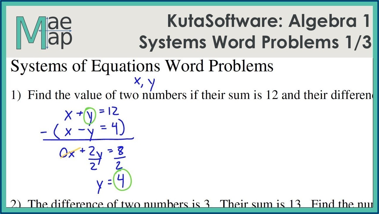 Linear Equation Word Problems Worksheet Kuta