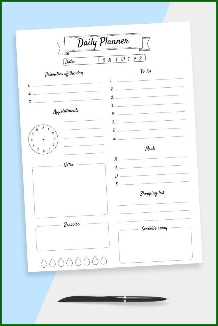 Cute Daily Planner Template Pdf Templates Resume Template 