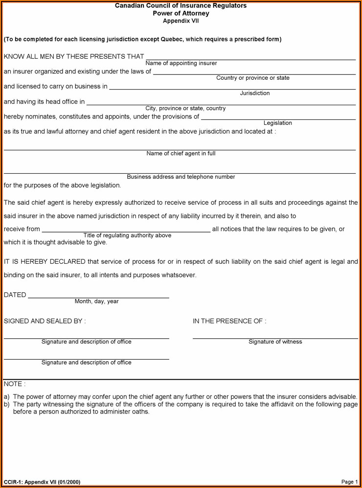 Sample Enduring Power Of Attorney Form Alberta